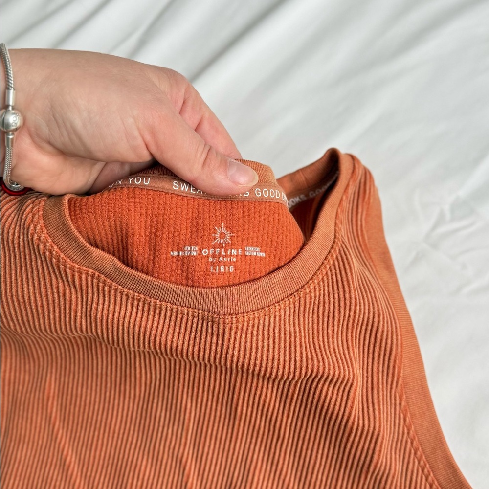 Offline by Aerie Ribbed Cropped Tank Top Size L – Rust Brown - Picture 5 of 6